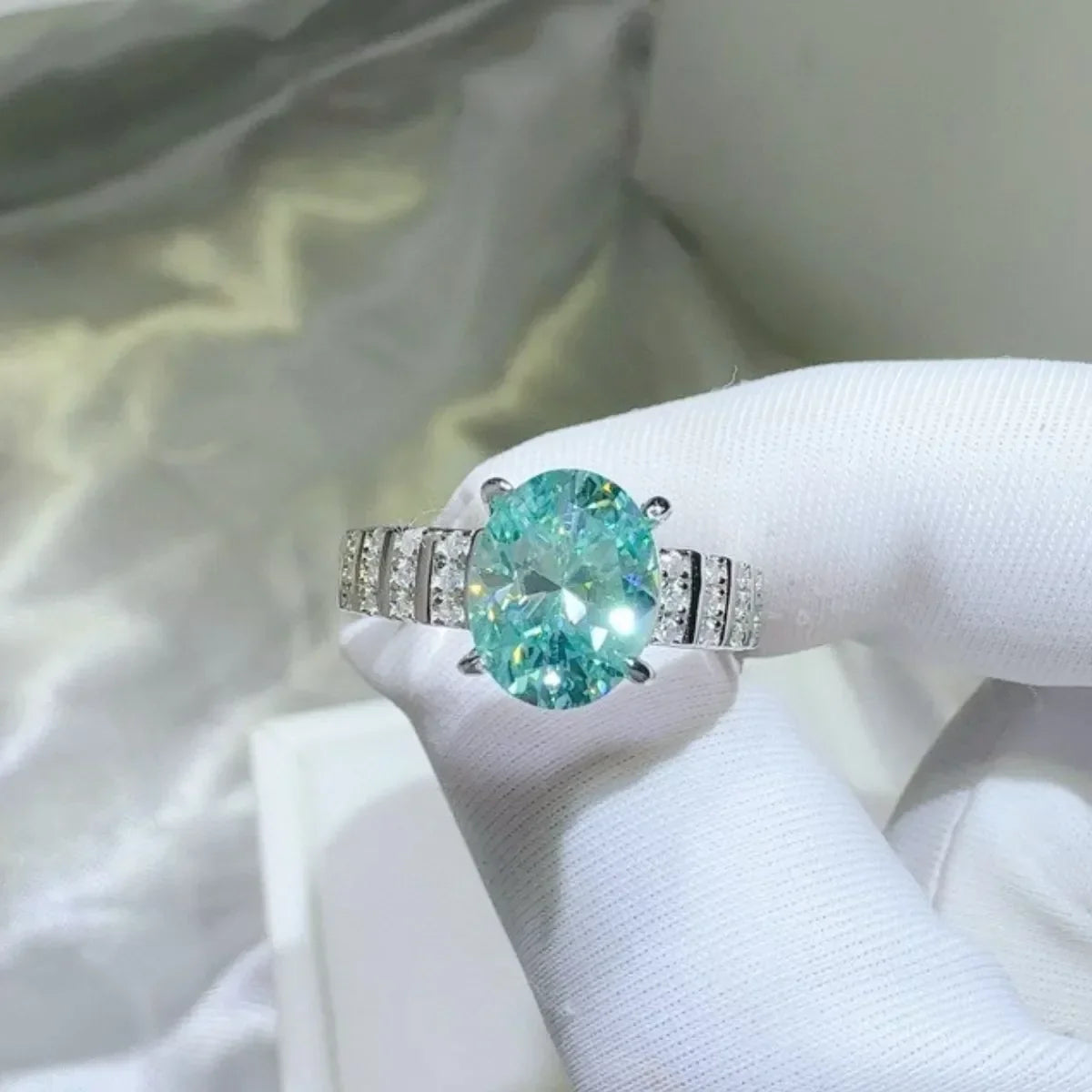 2Ct Moissanite Sterling Silver Ring Isabella - Ocean Shine Women's Ring Velanci