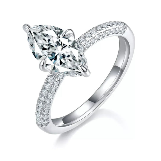 Ring Giulia - 2 Carat Moissanite Silver, Platinum-Plated Women's Ring Velanci