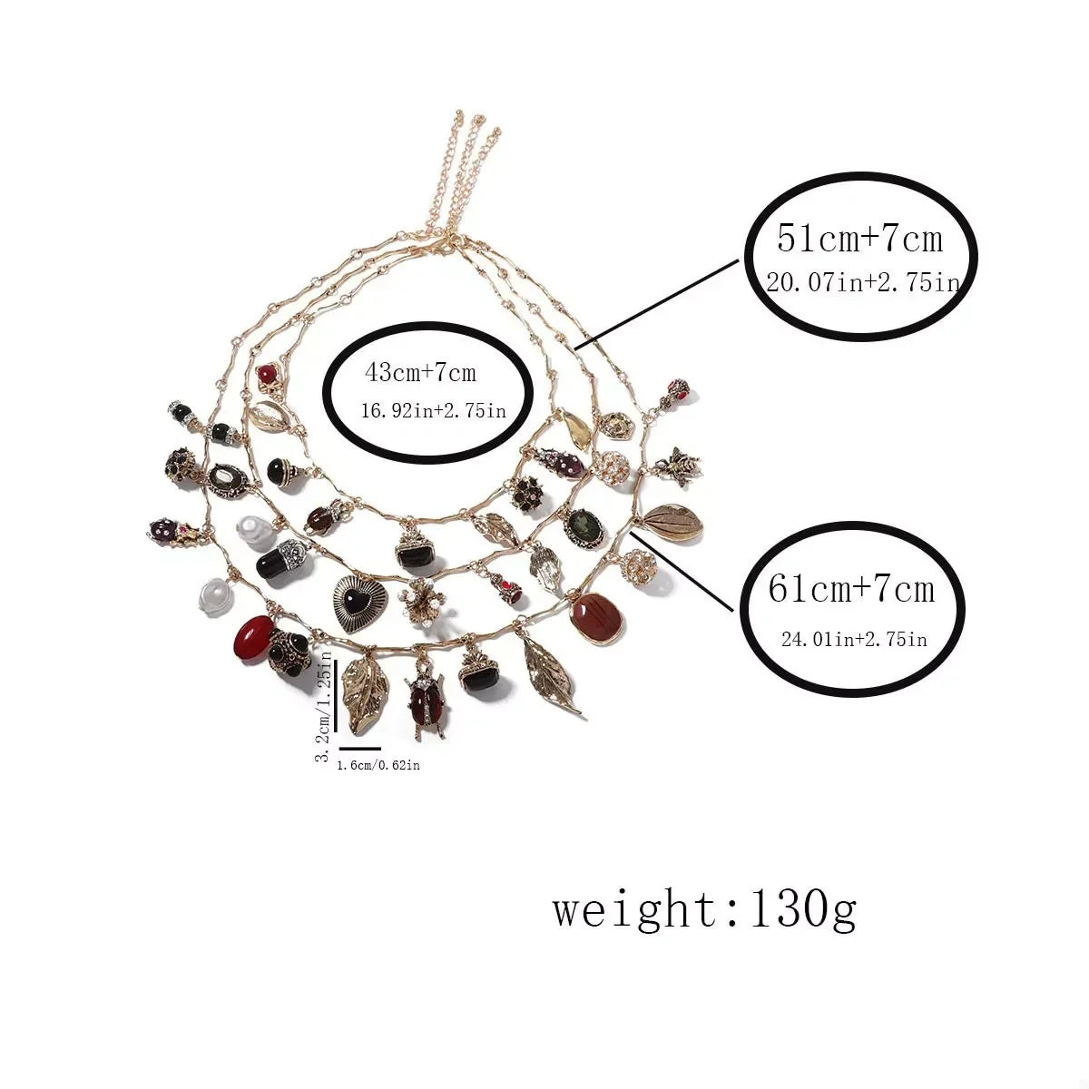 Gemstone Necklace - Three-Piece 18K Gold-Plated Layered Velanci