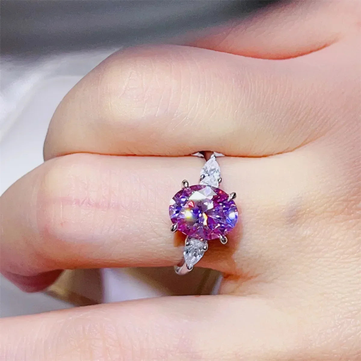 Moissanite Ring Sofia - 3 Carat Sterling Silver Sparkle Women's Ring Velanci