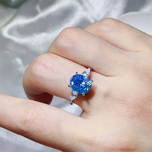 3 Carat Moissanite Sterling Silver Ring Adele - Coastal Glow Women's Ring Velanci