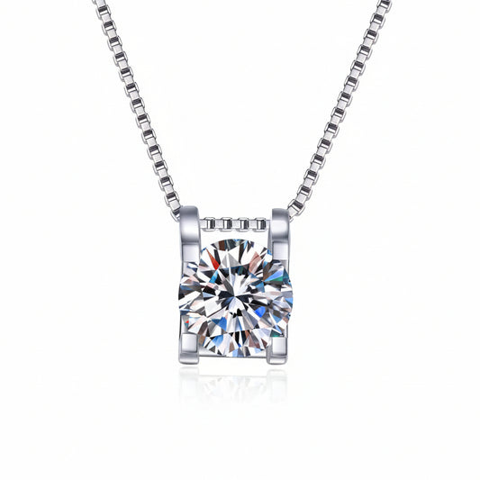 One Carat Moissanite Silver Chain Necklace - Ocean Glow Velanci