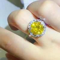 Ring Isabella - 5 Carat Yellow Moissanite Halo Sterling Women's Ring Velanci