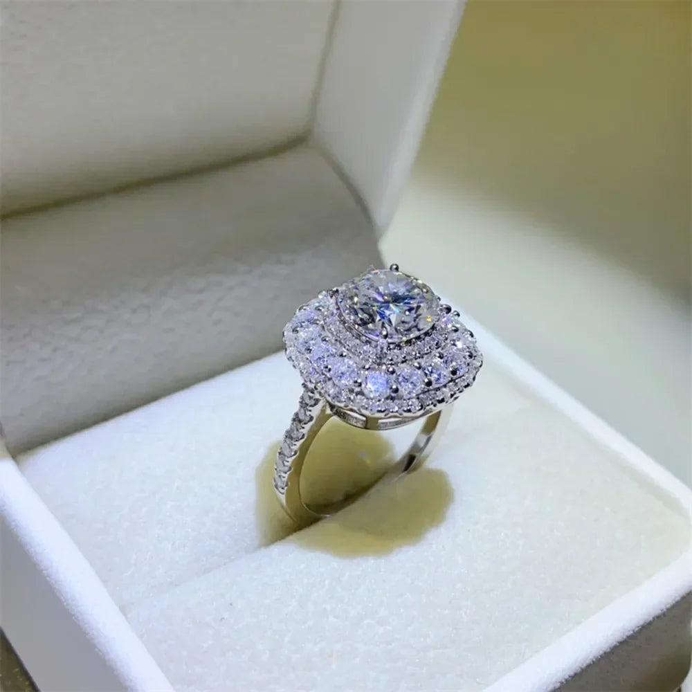 Moissanite Sterling Ring Giulia - Coastal Sparkle, 2 Carat Women's Ring Velanci