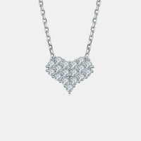 Sterling Silver Moissanite Heart Necklace - Daily Shine Velanci