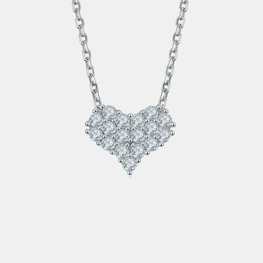 Sterling Silver Moissanite Heart Necklace - Daily Shine Velanci