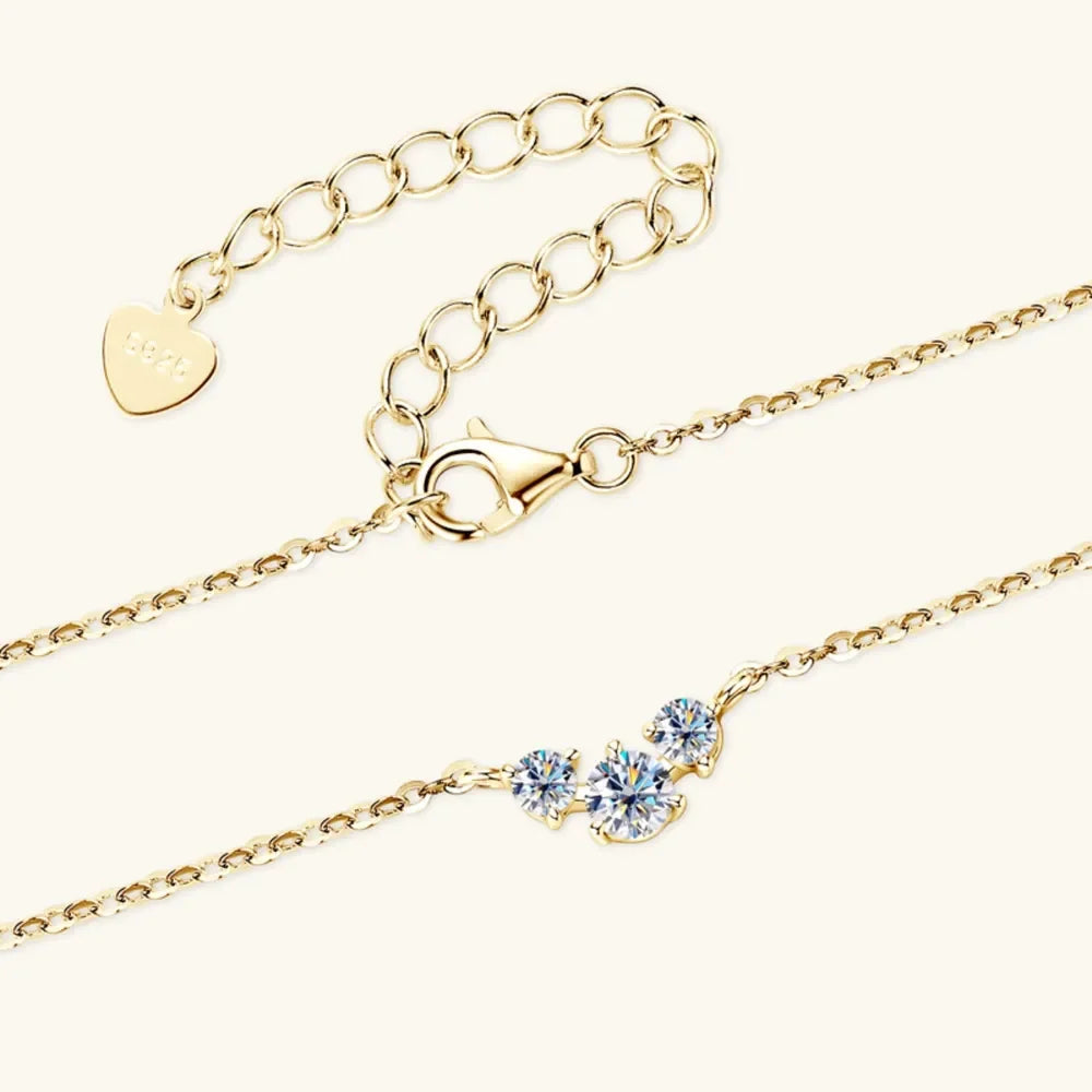 Sterling Silver Inlaid Moissanite Necklace - Everyday Wear Velanci