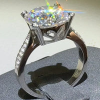5 Carat Moissanite Sterling Silver Ring Giulia - Radiant Women's Ring Velanci