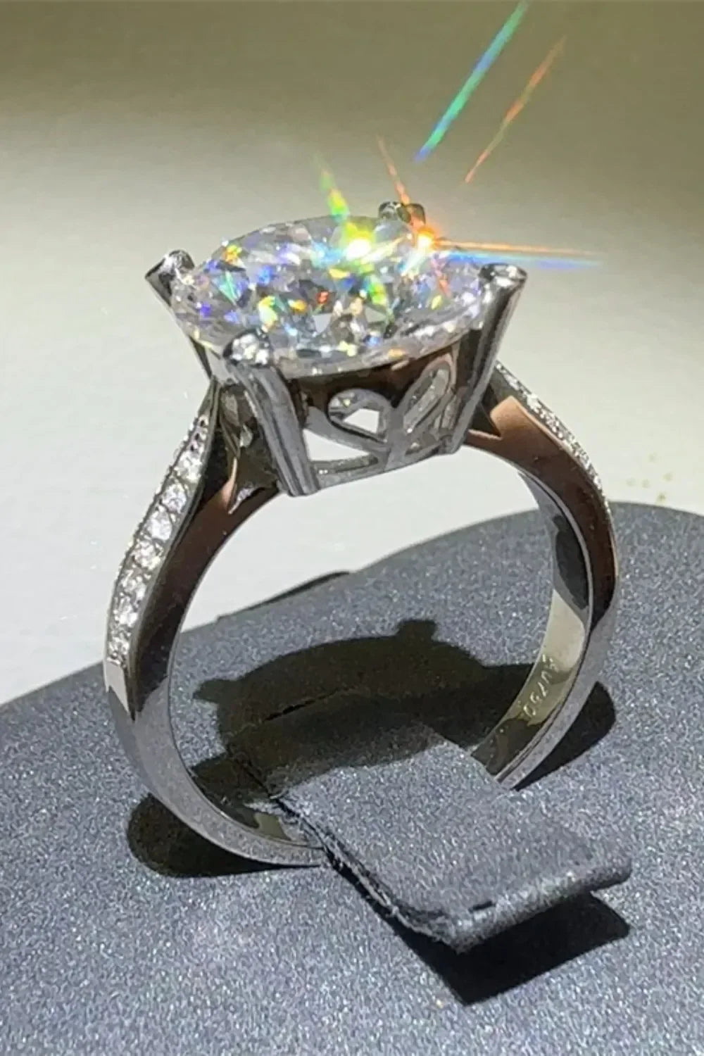5 Carat Moissanite Sterling Silver Ring Giulia - Radiant Women's Ring Velanci
