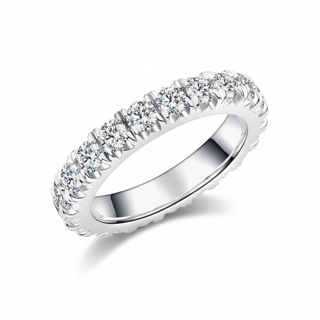 Sterling Silver Moissanite Eternity Ring Giada - Dainty Band Women's Ring Velanci