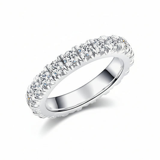Sterling Silver Moissanite Eternity Ring Giada - Dainty Band Women's Ring Velanci