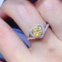 Moissanite Heart Ring Isabella - 1Ct Sterling Silver Halo Women's Ring Velanci