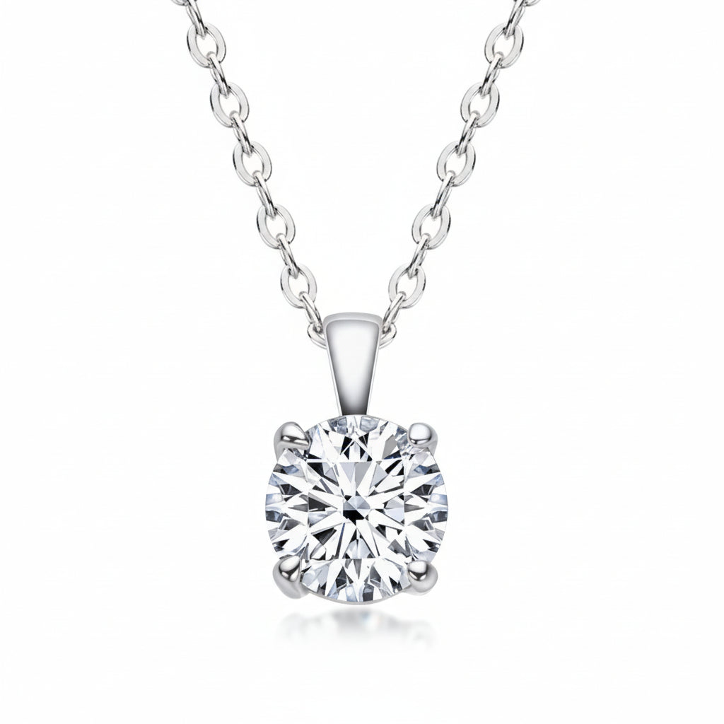 Minimalist Sterling Silver Moissanite Necklace - 1ct Sparkle Velanci
