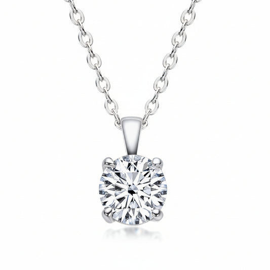Minimalist Sterling Silver Moissanite Necklace - 1ct Sparkle Velanci
