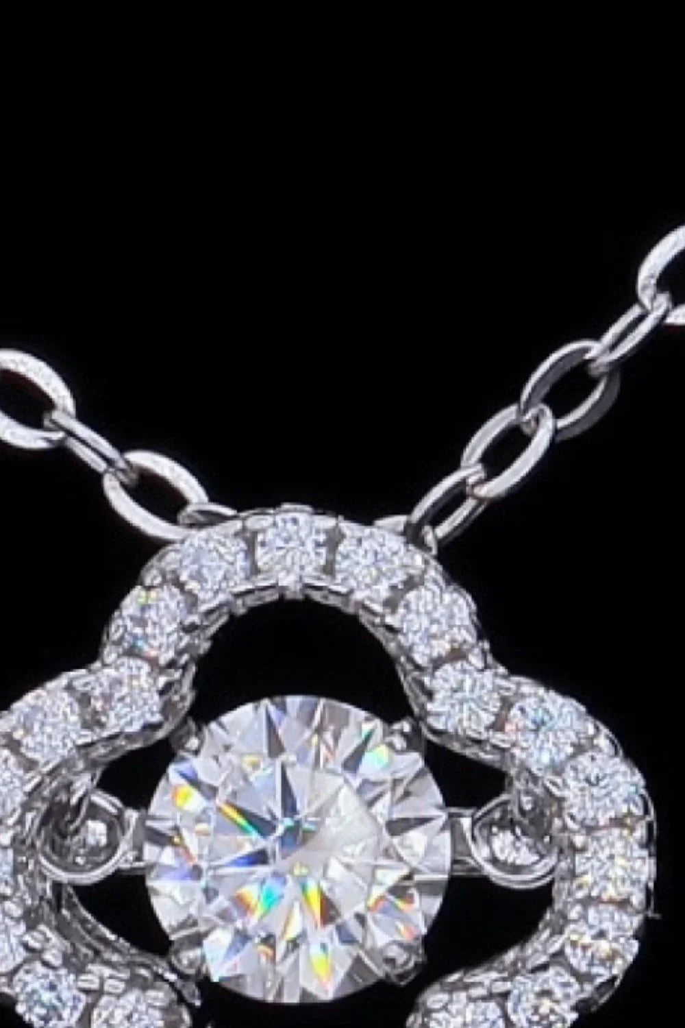 Sterling Moissanite Flower Pendant Necklace - Delicate Chic Velanci