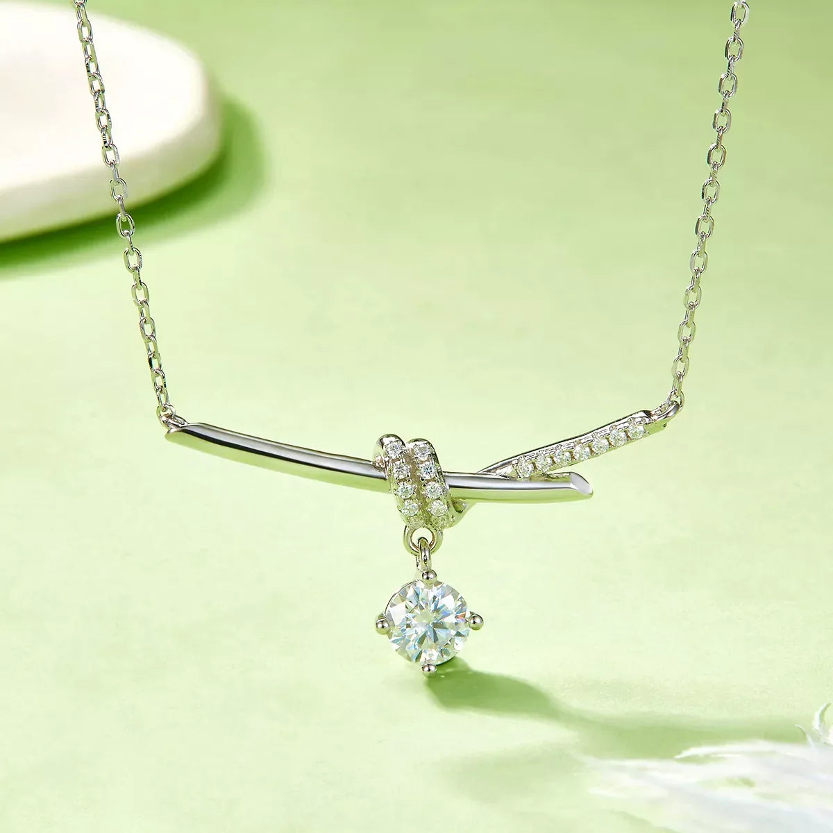 Moissanite Sterling Silver Pendant Necklace 1 Carat Velanci