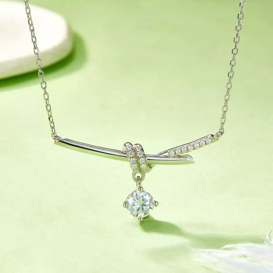 Moissanite Sterling Silver Pendant Necklace 1 Carat Velanci