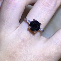 2 Carat Moissanite Ring Francesca - Minimalist Black Center Women's Ring Velanci