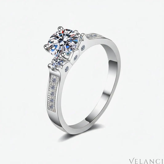 Moissanite Ring Luna - 0.8ct Centerpiece, Classic Shine Women's Ring Velanci
