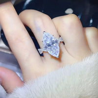 Moissanite Ring Bianca - 10 Carat Sterling Silver Shine Women's Ring Velanci