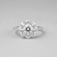 1 Carat Moissanite Flower Ring Sofia - Petal Halo Shine Women's Ring Velanci