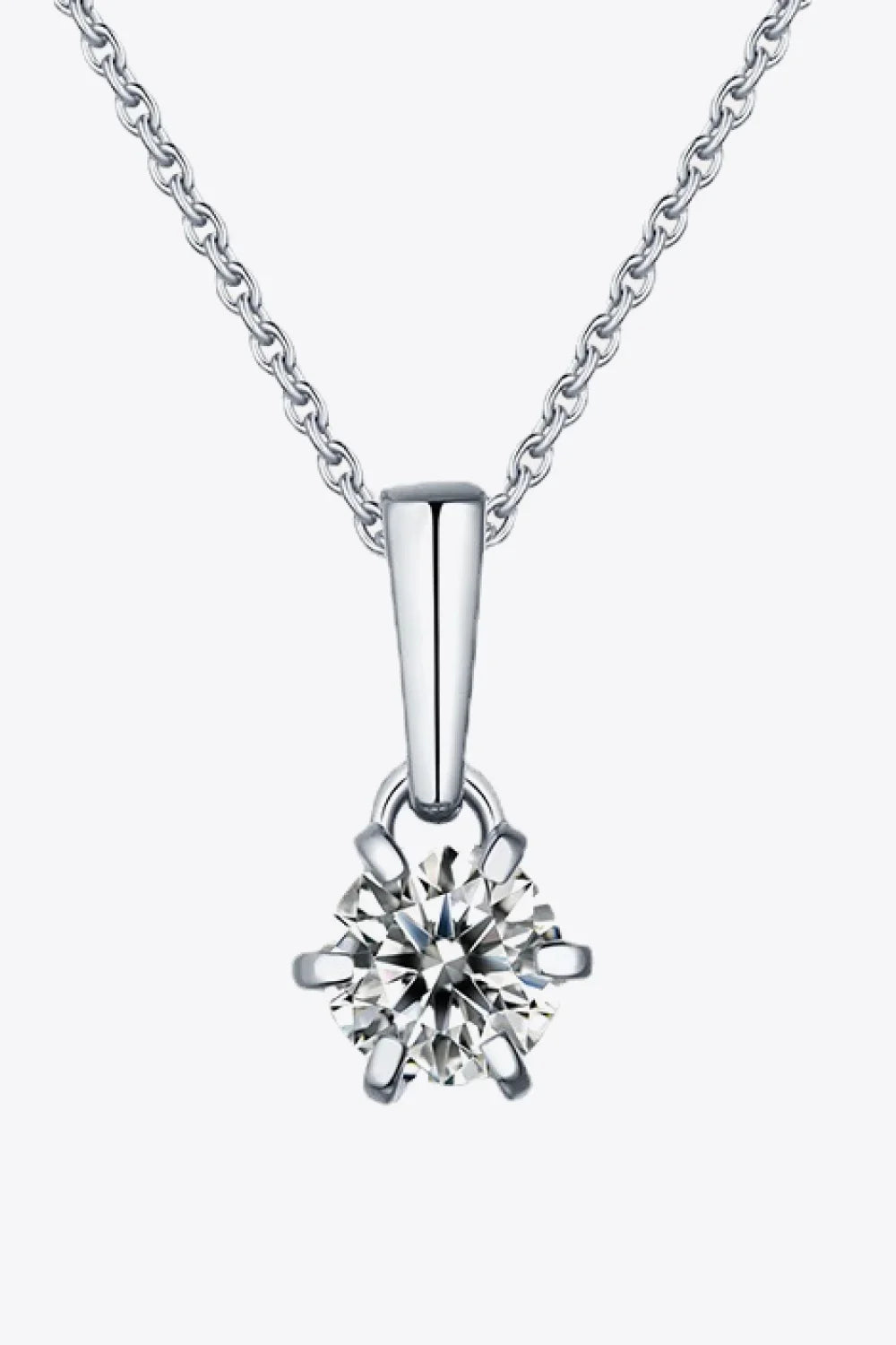 Moissanite Pendant Necklace - 2 Carat 6-Prong Minimalist Velanci