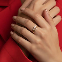 Double Band Cross Ring Lucia - Zircon Accents, Plated Velanci