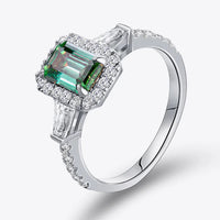 Moissanite Ring Giulia - Emerald-Cut Halo Sparkle 1Carat Women's Ring Velanci