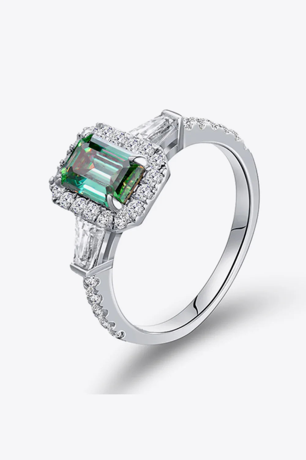 Moissanite Ring Giulia - Emerald-Cut Halo Sparkle 1Carat Women's Ring Velanci