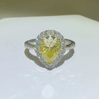 Ring Alessia - 2 Carat Moissanite Teardrop Halo, Platinum Women's Ring Velanci