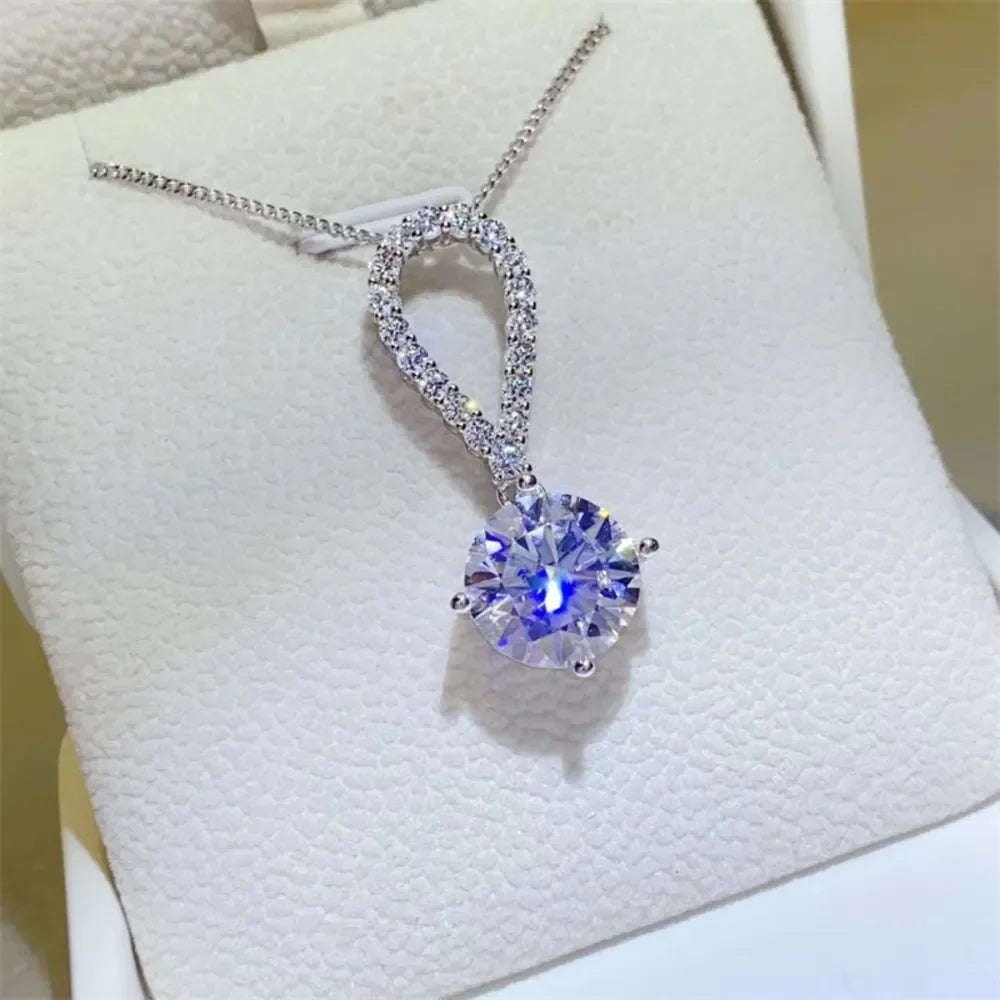 5 Carat Moissanite Teardrop Necklace In Sterling Silver Velanci