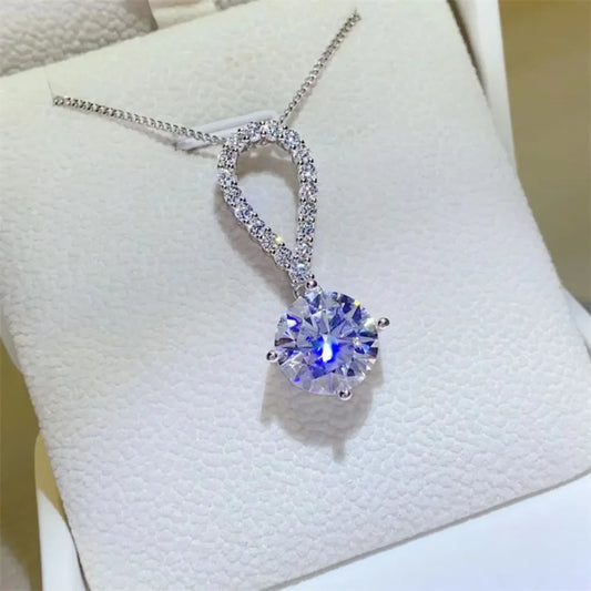 5 Carat Moissanite Teardrop Necklace In Sterling Silver Velanci