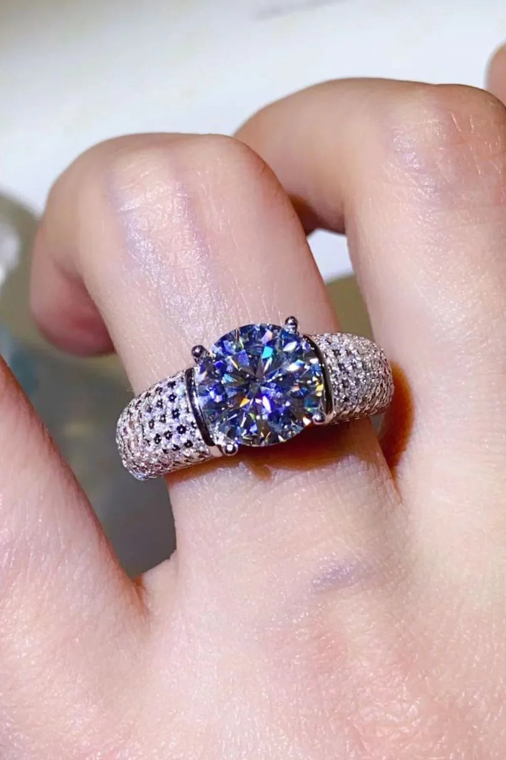 Ring Giulia - 3 Carat Moissanite Silver Ring Shine Women's Ring Velanci