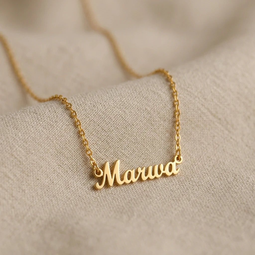 Personalized Custom Name Necklace - Engraved 18K Gold Stainless Steel Velanci