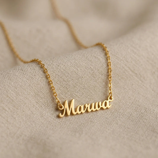 Personalized Custom Name Necklace - Engraved 18K Gold Stainless Steel Velanci