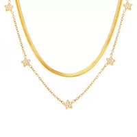 Two-Piece Zircon Necklace - Gold-Plated Adjustable Chains Velanci