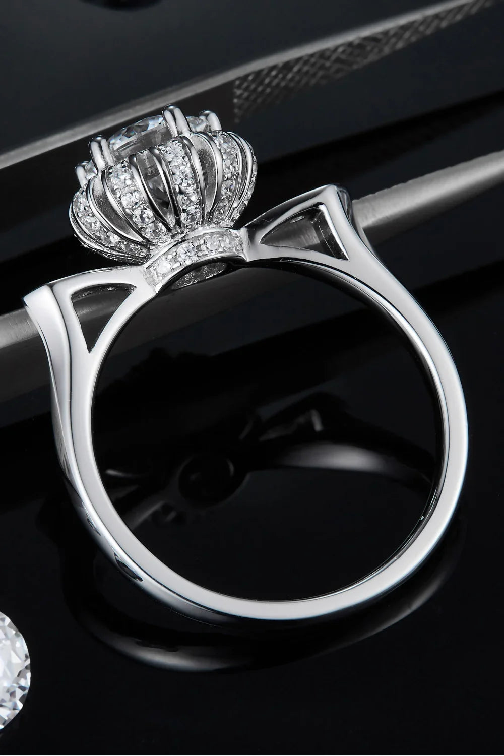 1 Carat Moissanite Platinum-Plated Ring Elena - Subtle Shine Women's Ring Velanci