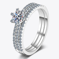 Moissanite Sterling Silver Ring Set Giovanna - Coastal Shine Women's Ring Velanci
