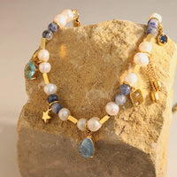 18K Gold-Plated Freshwater Pearl Beaded Necklace - Gold Glow Velanci