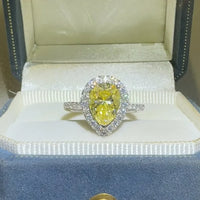 Ring Alessia - 2 Carat Moissanite Teardrop Halo, Platinum Women's Ring Velanci