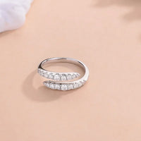 Sterling Silver Moissanite Bypass Ring Elena - Sparkle Band Women's Ring Velanci
