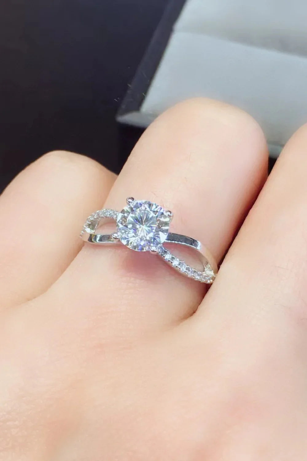 Sterling Silver 2Ct Moissanite Crisscross Ring Lina - Gleam Women's Ring Velanci