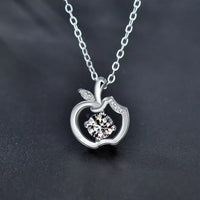 Moissanite Apple Pendant Necklace - Sterling Silver 0.5ct Velanci