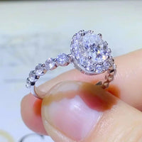 Moissanite Halo Ring Giovanna - 1ct Sterling Silver Women's Ring Velanci