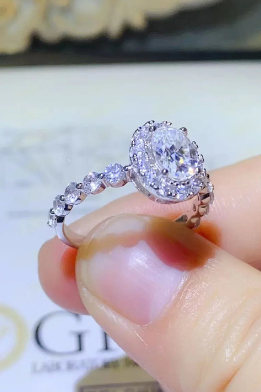 Moissanite Halo Ring Giovanna - 1ct Sterling Silver Women's Ring Velanci