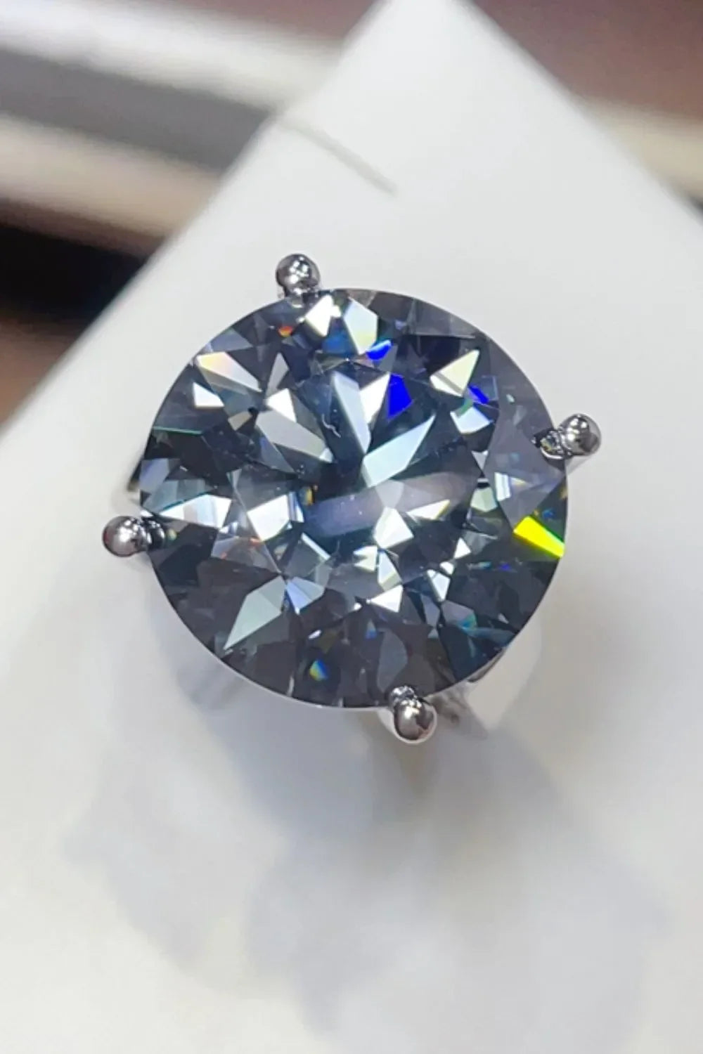 Moissanite Sterling Silver Ring Anna - 20 Carat Center Stone Women's Ring Velanci