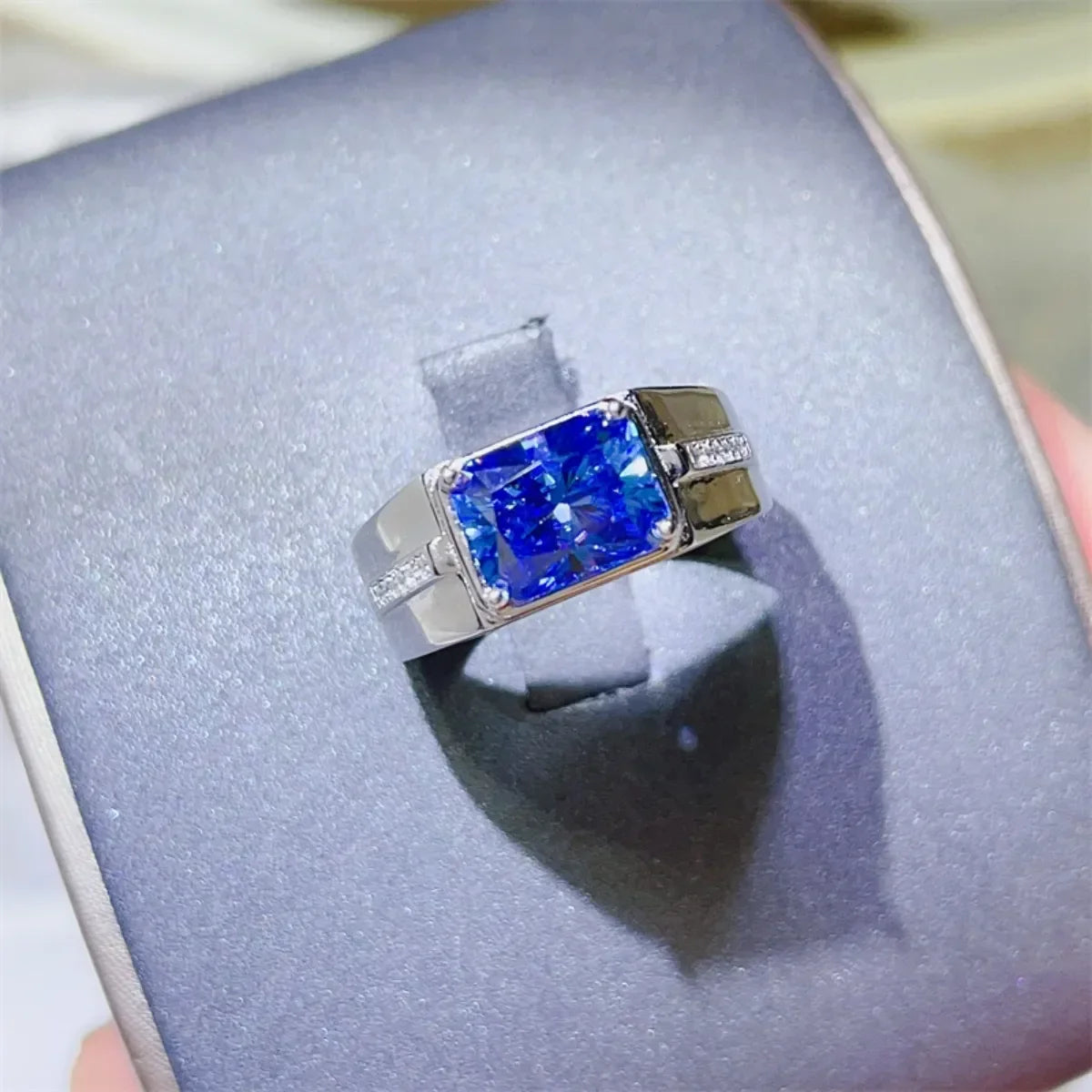 2 Carat Moissanite Sterling Silver Ring Valentina - Azure Women's Ring Velanci
