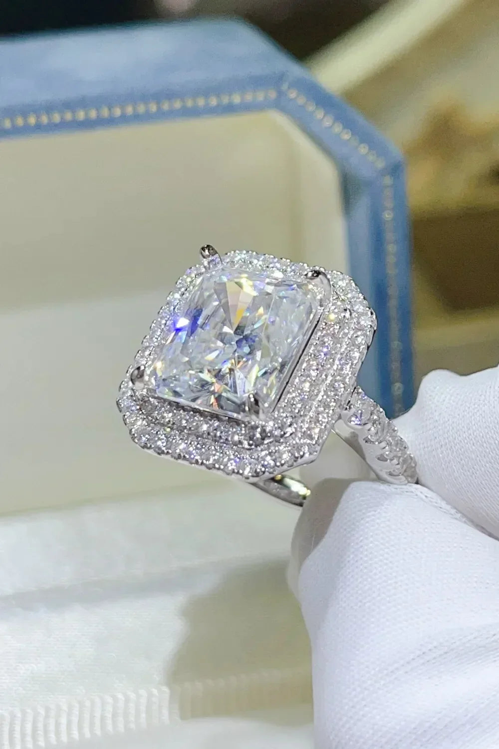 2 Carat Moissanite Ring Giulia - Sterling Halo Setting Women's Ring Velanci