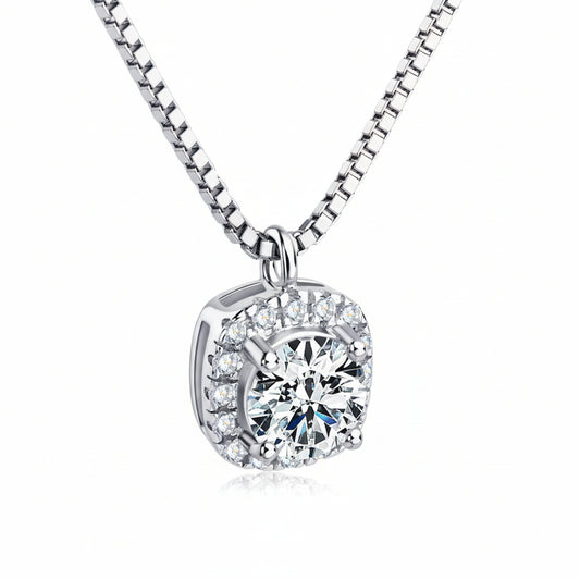 Platinum-Plated Moissanite Necklace - Coastal Minimalist Velanci