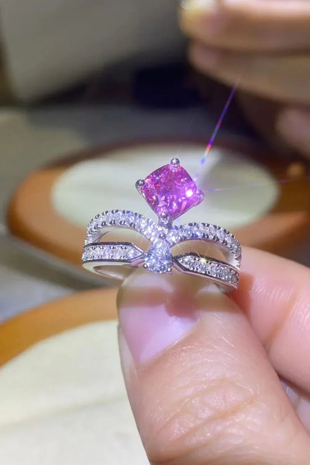 1 Carat Moissanite Ring Isabella - Sterling Silver Setting Women's Ring Velanci